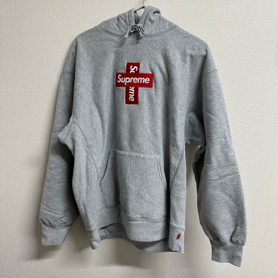 Supreme Cross Box Logo Hooded Sweatshirt "Grey"