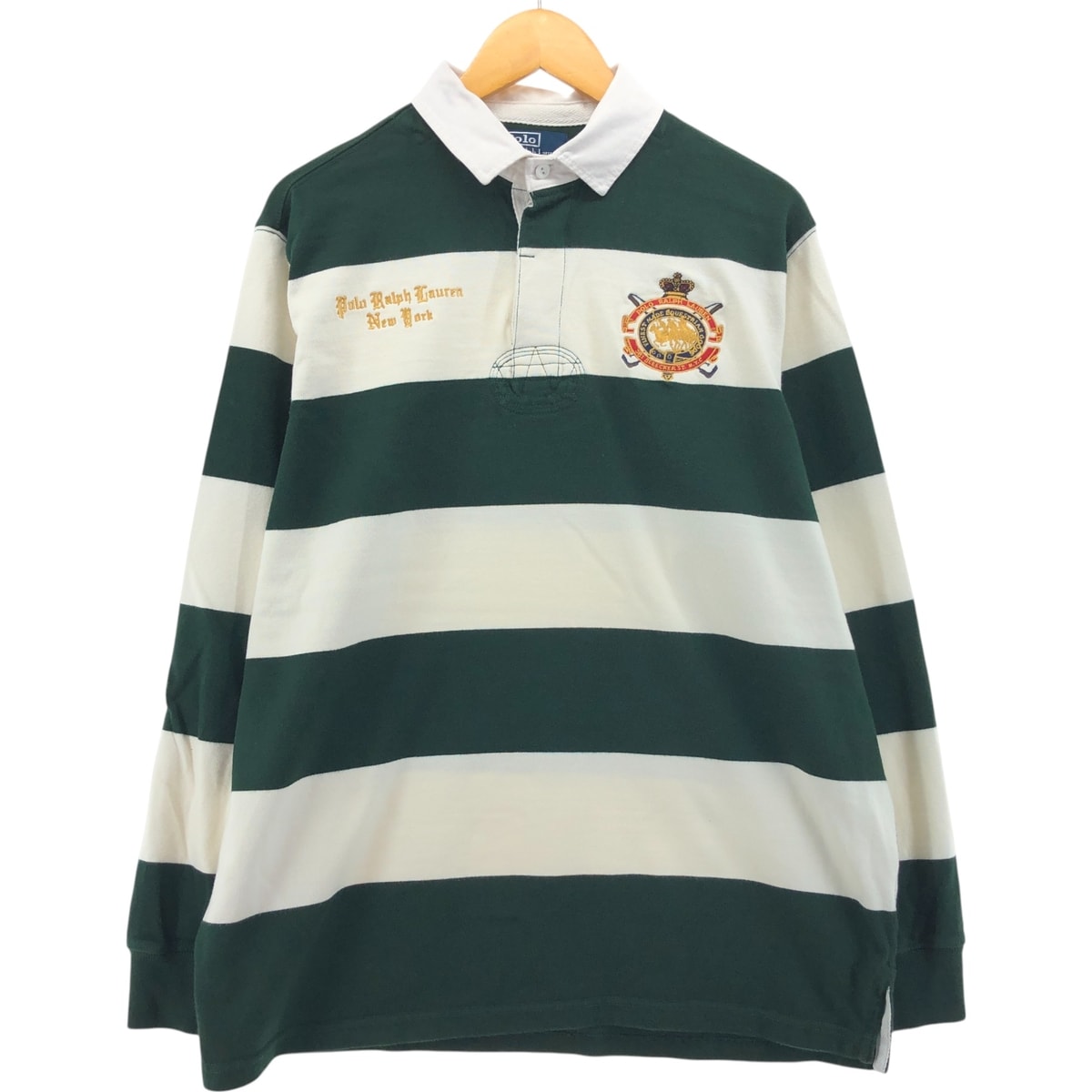 古着 ラルフローレン Ralph Lauren POLO by Ralph Lauren ボーダー柄 長袖 ラガーシャツ メンズL相当/eaa551311