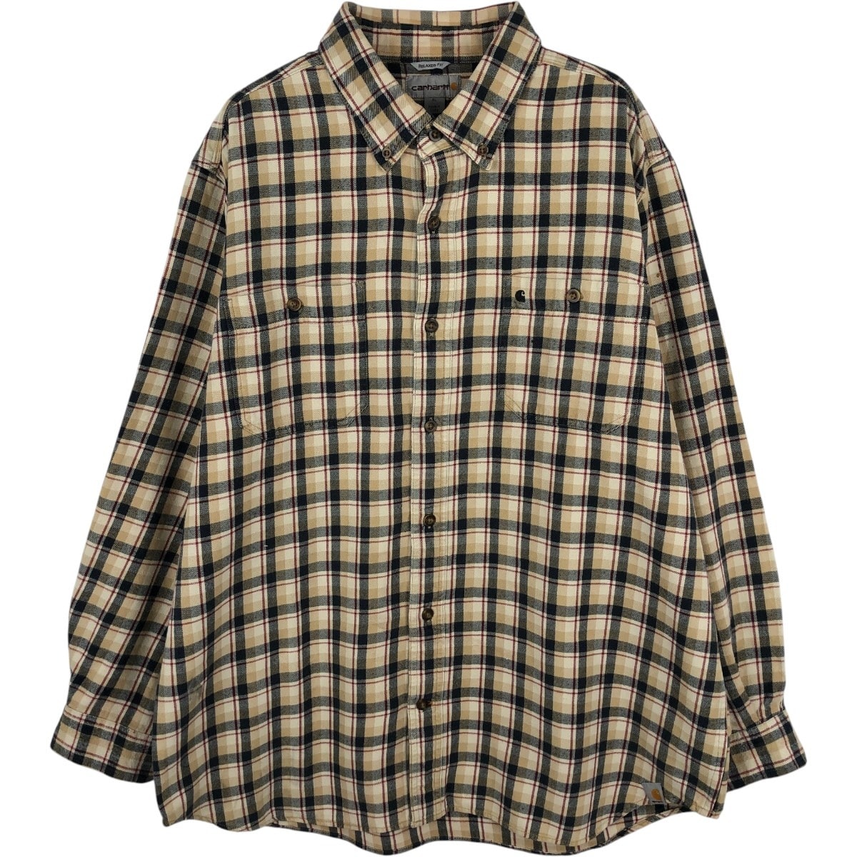 古着 カーハート Carhartt RELAXED FIT 長袖 ボタンダウン ライトネルチェックシャツ メンズXL相当/eaa675447