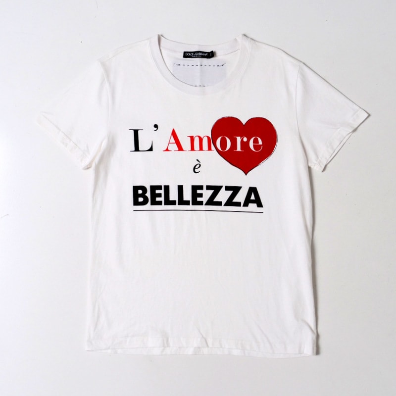 DOLCE&GABBANA ドルチェアンドガッバーナ 半袖Tシャツ サイズ36 L'Amore e BELLEZZA イタリア製 ブランド古着【中古】20241011/RA1484
