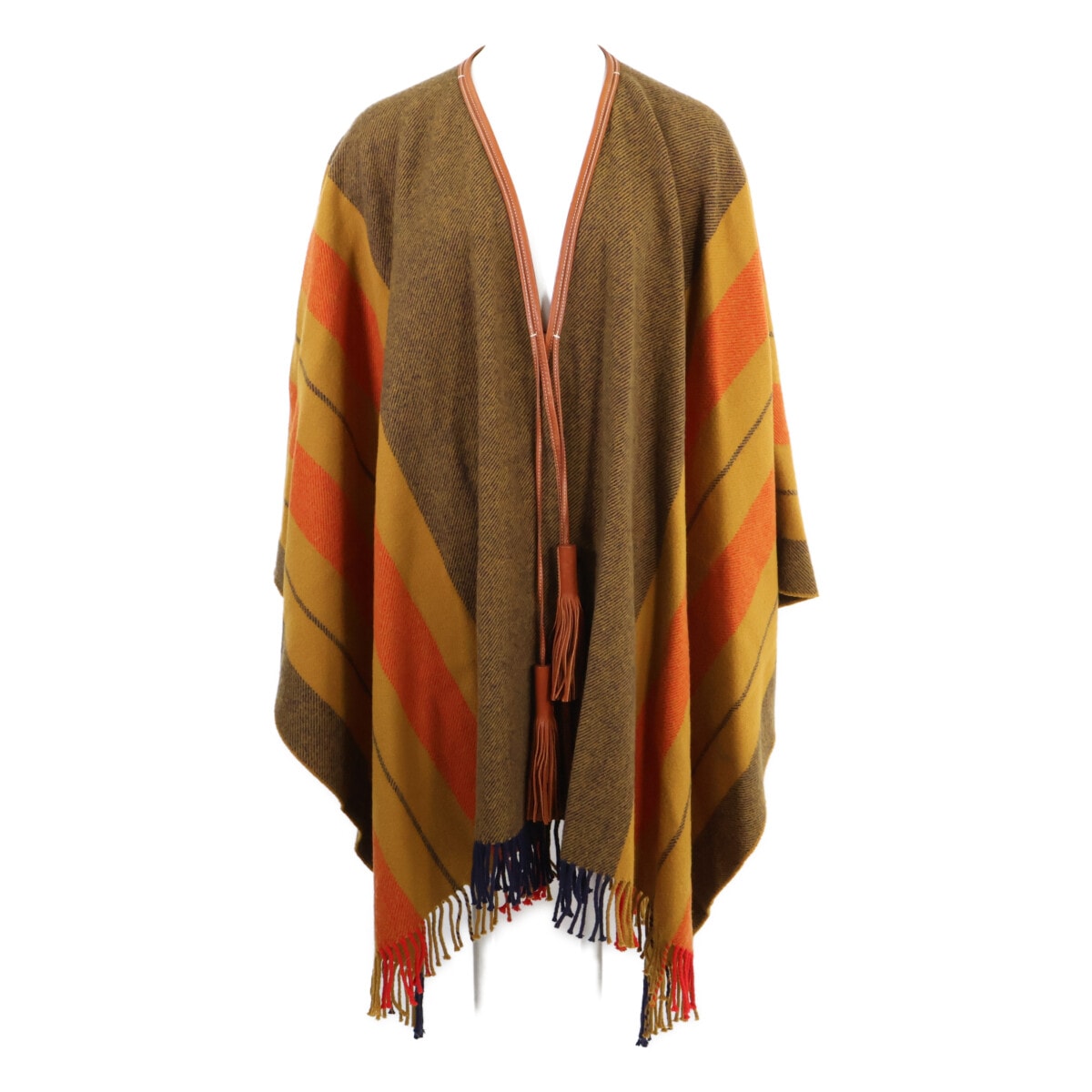 エルメス 国内正規 ロカバール ウール×カシミヤ レザータッセル フリンジ