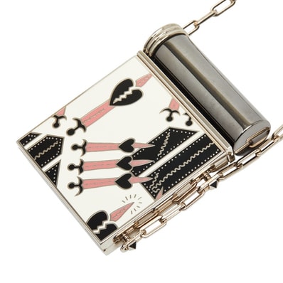 ヴァレンチノ ラブブレード ミラー 鏡 リップスティックケース シルバー マルチカラー メタル レディース Valentino 【中古】