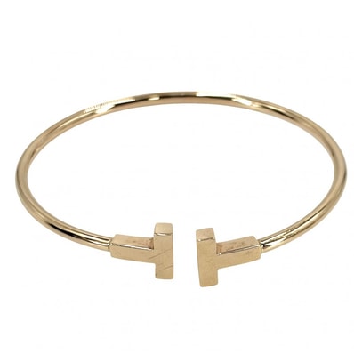 TIFFANY&Co. ティファニー バングル ティファニーT ワイヤーブレスレット アクセサリー ジュエリー Au750 18金PG K18ピンクゴールド レディース 約8.6g【中古品】