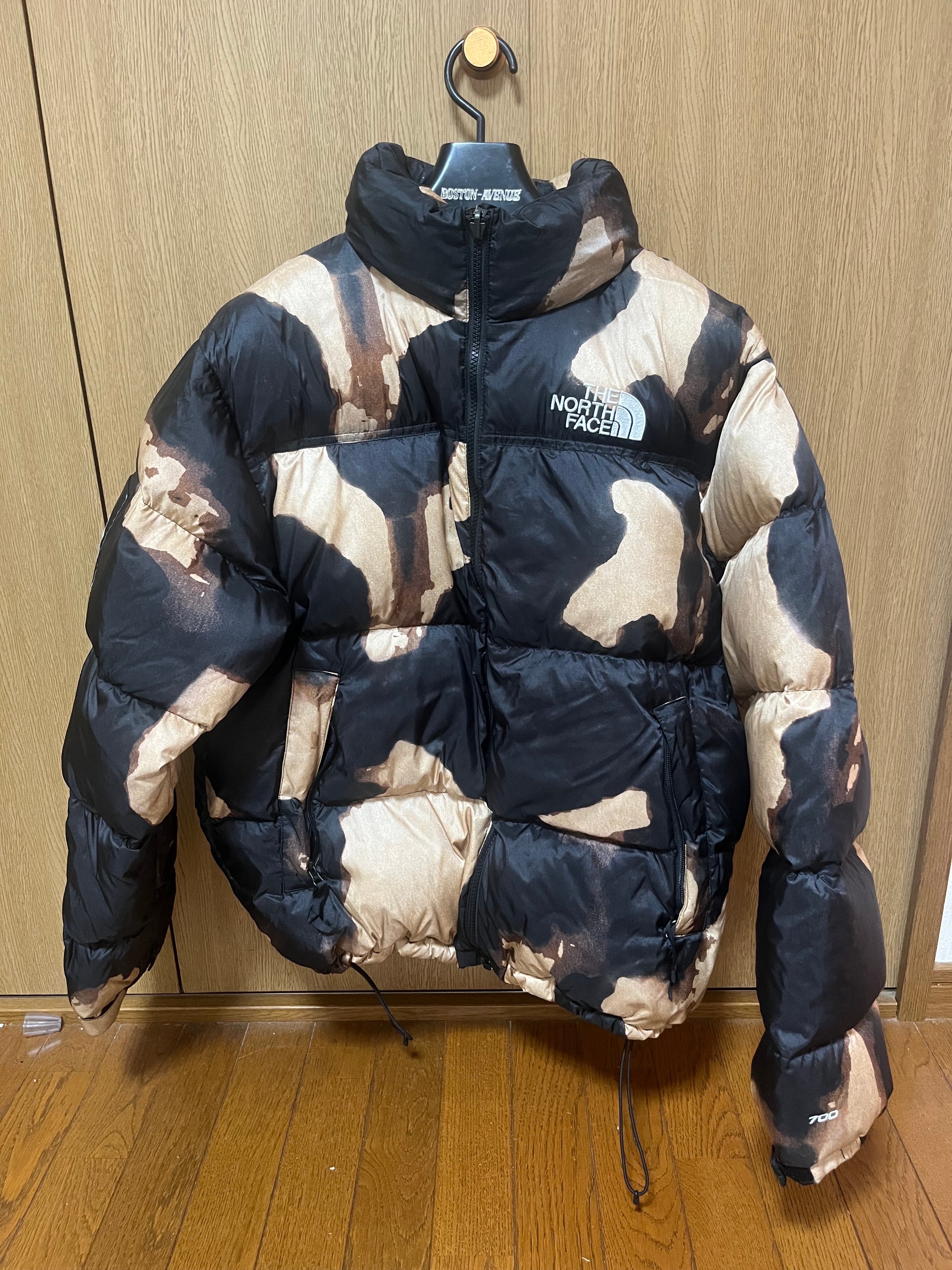 Supreme x The North Face Bleached Denim Print Nuptse Jacket "Black"