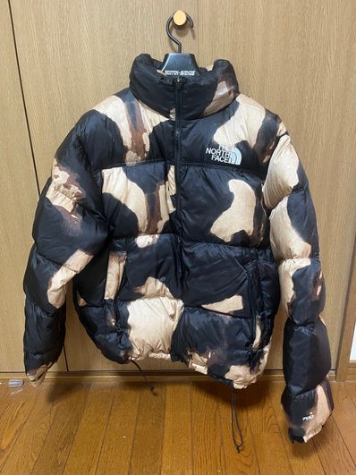 Supreme x The North Face Bleached Denim Print Nuptse Jacket "Black"