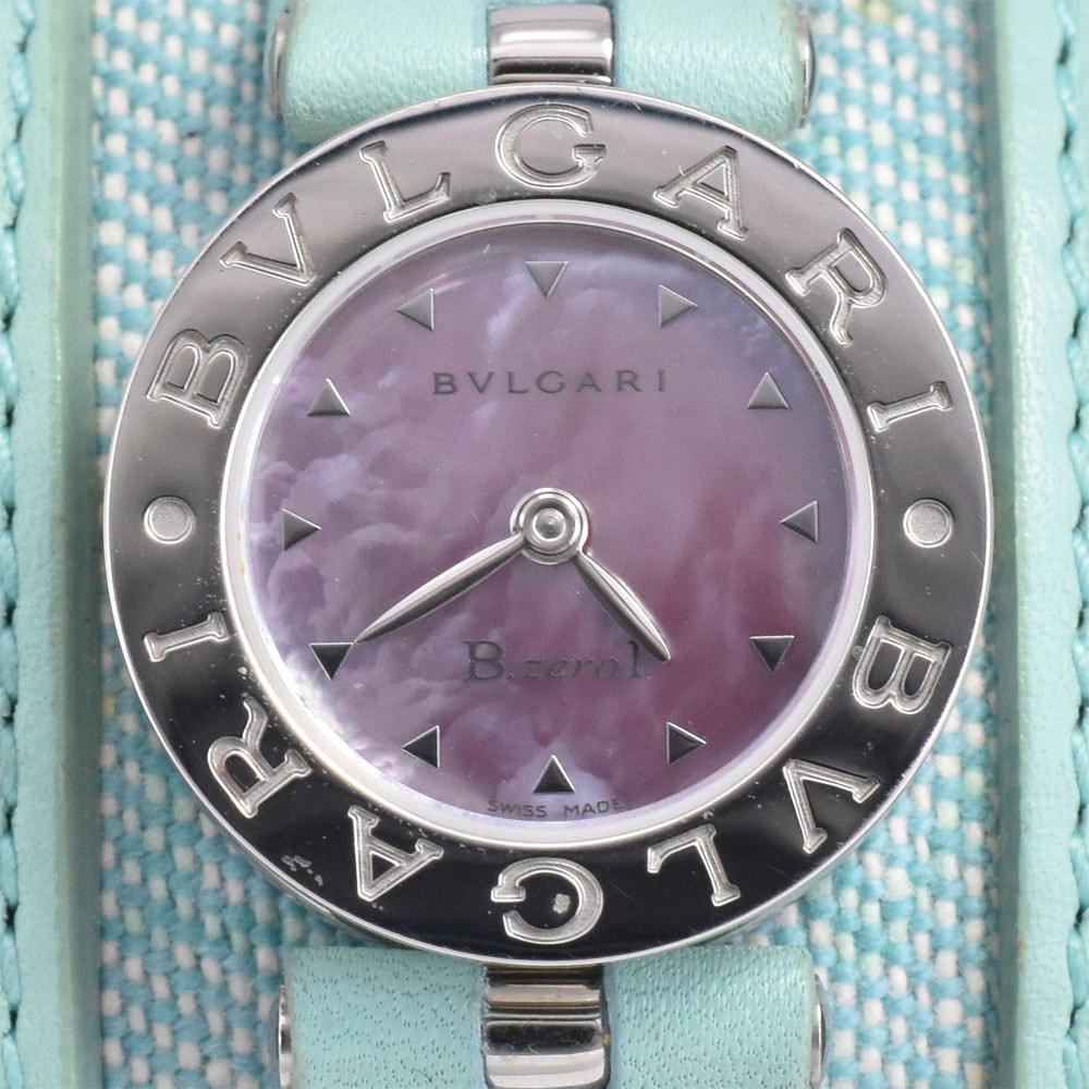 値下 ブルガリ BVLGARI BZ22MAN2 B.zero1 マンシェット ブルーシェル ダイヤル クォーツ レディース 美品 A#143719