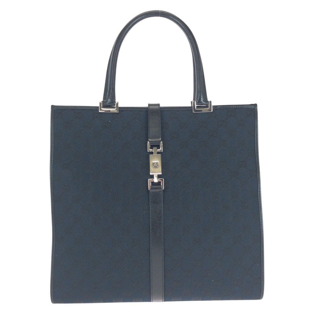 美品 GUCCI グッチ ジャッキー ブラック 黒 シルバー金具 GGキャンバス レザー/ トートバッグ ショルダーバッグ 501554 【中古】