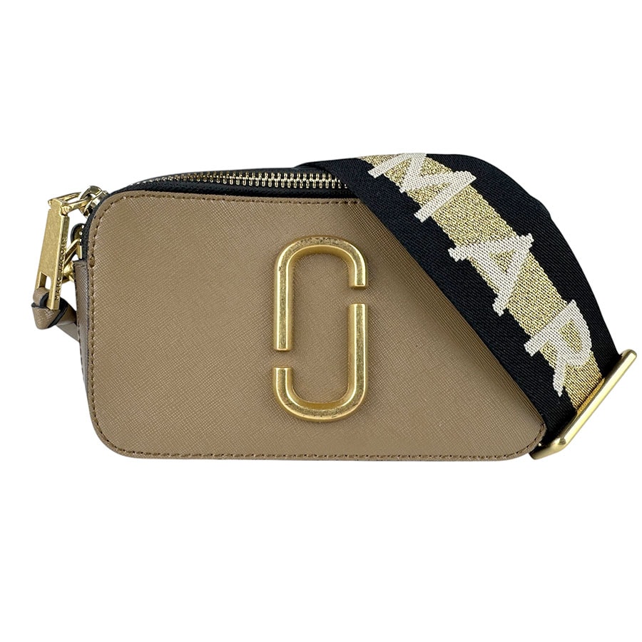 マークジェイコブス MARC JACOBS ショルダーバッグ スナップショット PVCコーティングキャンバス ブラウン/オフホワイト レディース【中古】 z9177