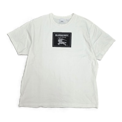 【値引き】BURBERRY バーバリー 23SS アップリケ ROUNDWOOD EKD オーバーサイズ クルーネック 半袖Tシャツ 8064397 コットン ホワイト レディース【中古】
