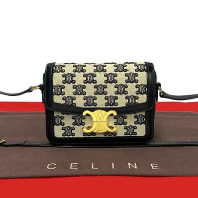 CELINE セリーヌ ティーントリオンフ トリオンフ ロゴ 金具 キャンバス レザー ショルダーバッグ ブラック
30063