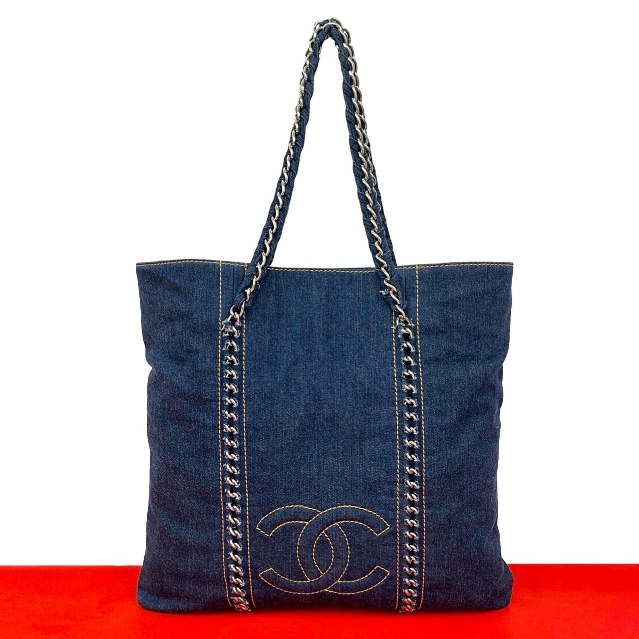 CHANEL シャネル ココマーク デニム トートバッグ ブルー
 15718