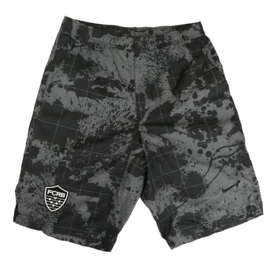 NIKE ナイキ ショートパンツ 15AW 789527-012 × F.C.Real Bristol レアルブリストル FIVE WARM UP SHORTS ラバーワッペン 総柄 ナイロン ショーツ ハーフパンツ ブラック系 グレー系 S【中古】