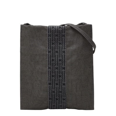 エルメス エールライン 斜め掛け ショルダーバッグ サコッシュ グレー ブラック キャンバス レディース HERMES 【中古】