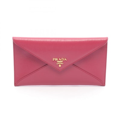 プラダ PRADA VITELLO MOVE エンベロップ 二つ折り長財布 財布 レザー レディース ピンク系 1MF175 【中古】