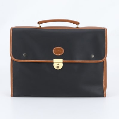 ■美品 ロンシャン ビジネス バッグ レザー×コーティングキャンバス