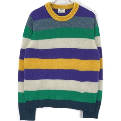 アクネ ストゥディオズ FN-MN-KNIT000102 マルチカラー ウール クルーネック ロングスリーブニット L