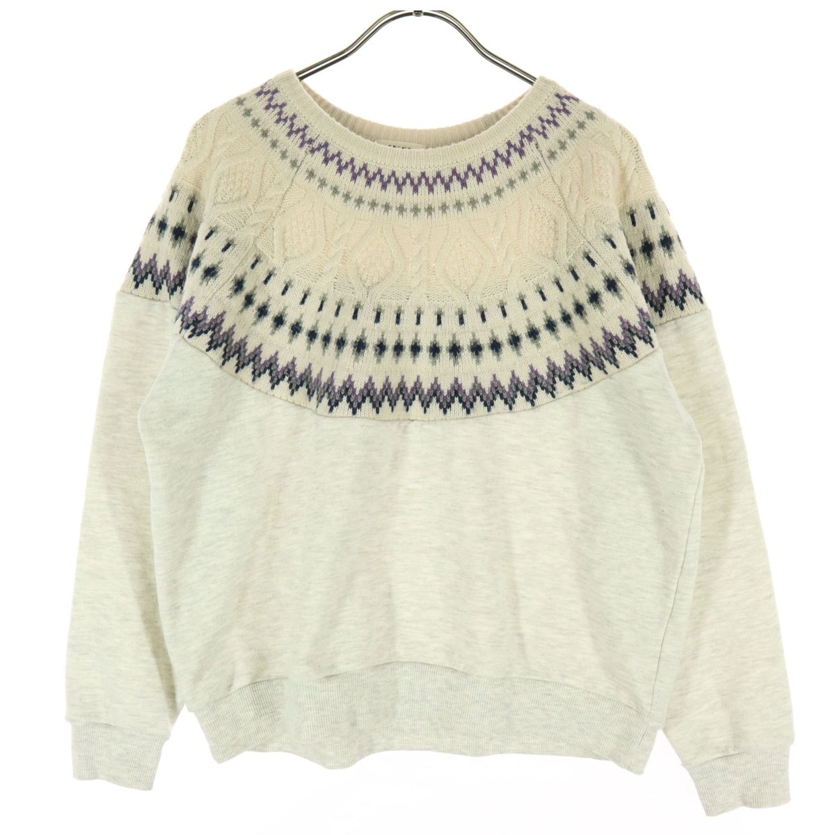 BEAMS HEART ビームスハート フェアアイル柄 長袖 トレーナー グレー