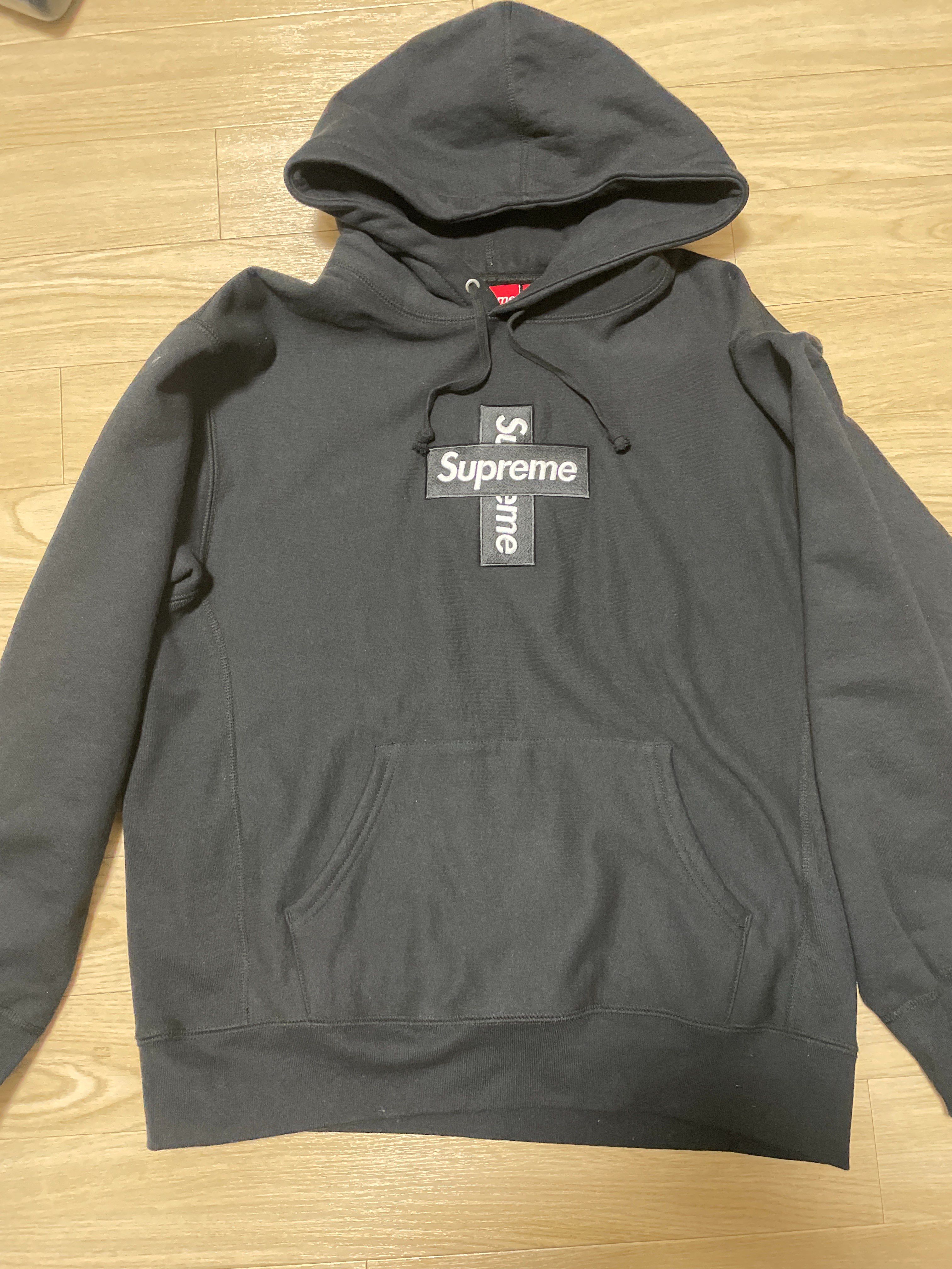 Supreme Cross Box Logo Hooded Sweatshirt "Black"