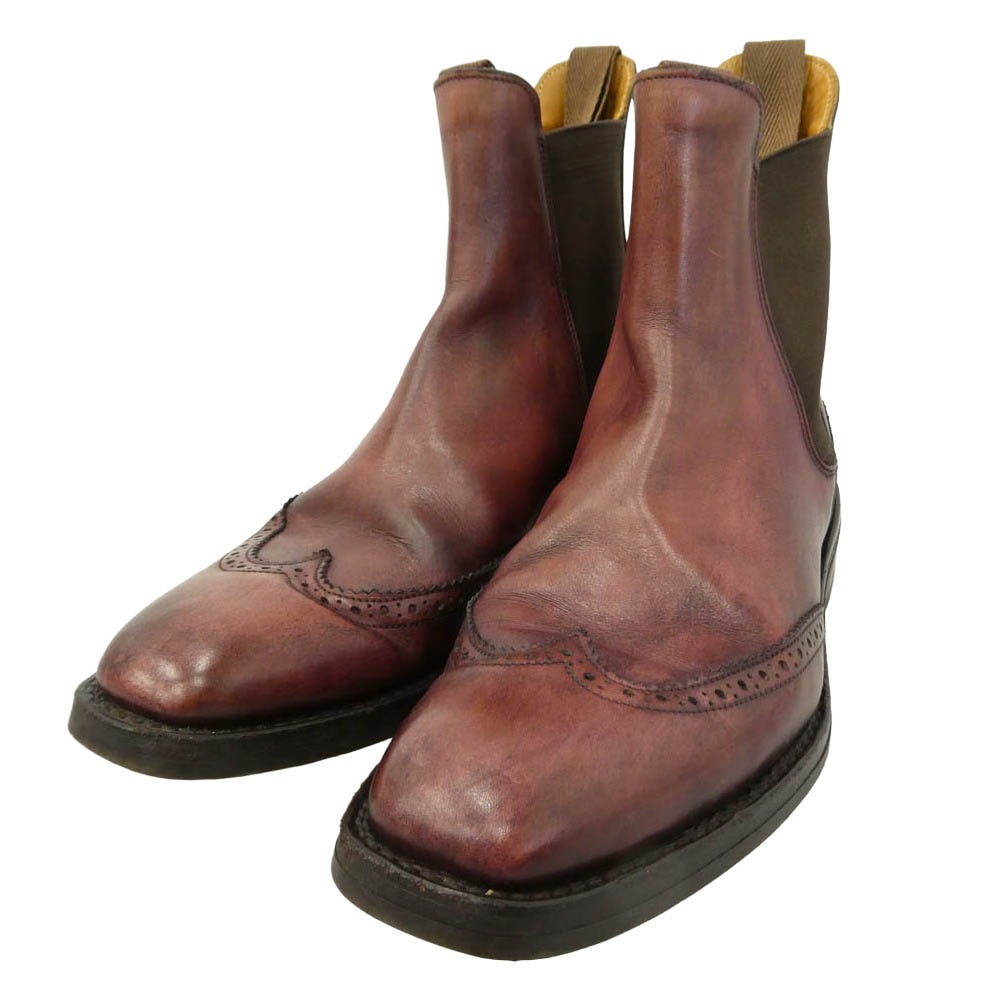 Tricker's トリッカーズ Paul Smith ポール・スミス M7223 Paul Smith 別注 ポールスミス ウィングチップ サイドゴア レザー ブーツ ワインレッド系 ダークブラウン系 7.5【中古】