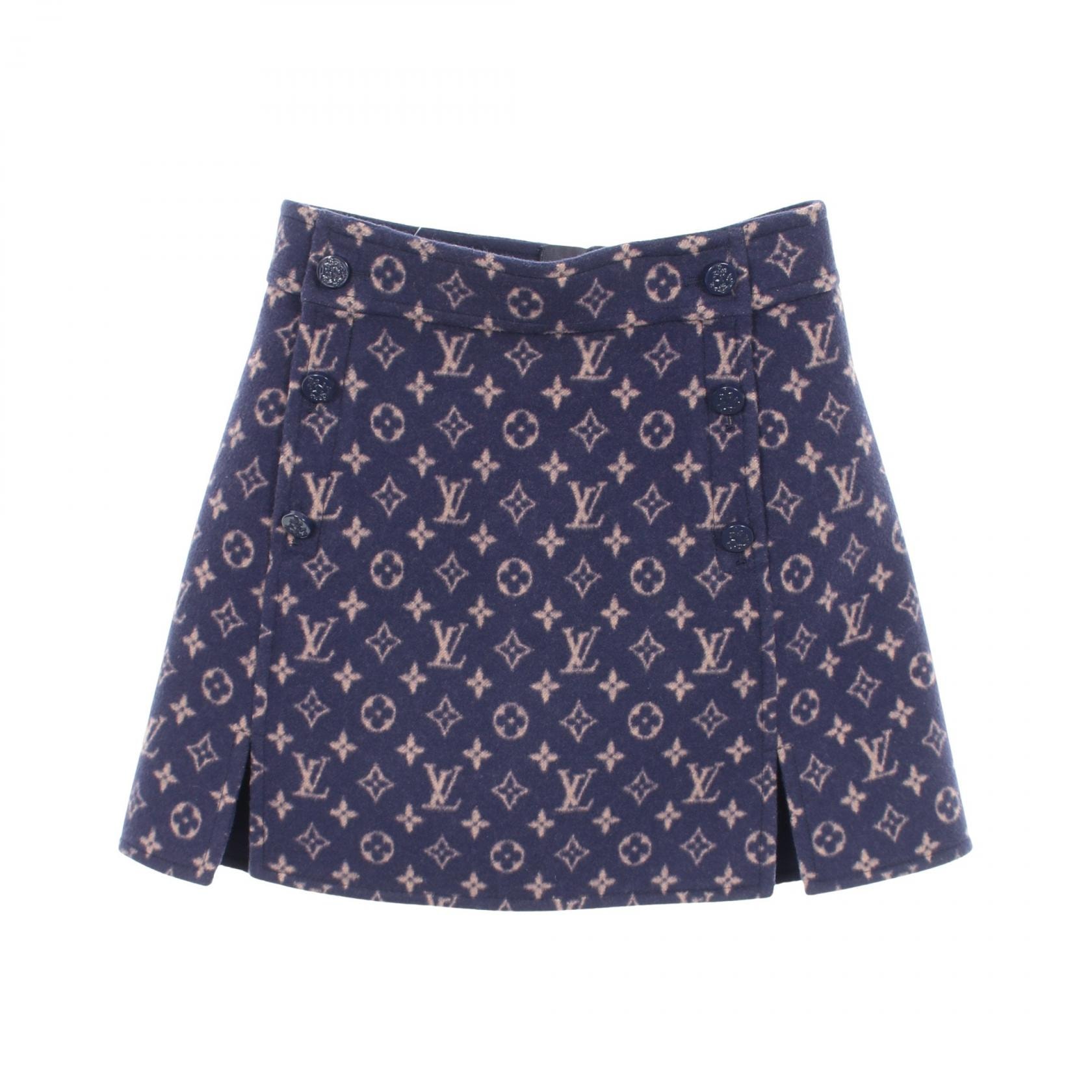 ルイ・ヴィトン LOUIS VUITTON モノグラム スカート 衣料品 ボトムス ウール レディース ネイビー系 / ピンク系 RW201W QS3 FISK01 【中古】