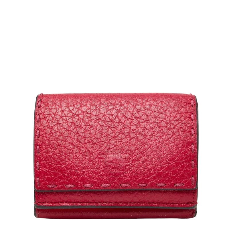 フェンディ セレリア 三つ折り財布 コンパクトウォレット 8M0395 ピンク レザー レディース FENDI 【中古】