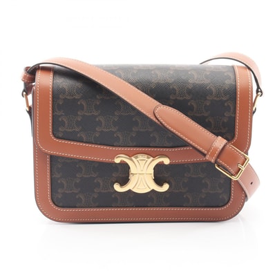 セリーヌ CELINE クラシック トリオンフ ショルダーバッグ バッグ PVCコーティングキャンバス レザー レディース ブラック系 / ブラウン系 191242BZ404LU 【新品】