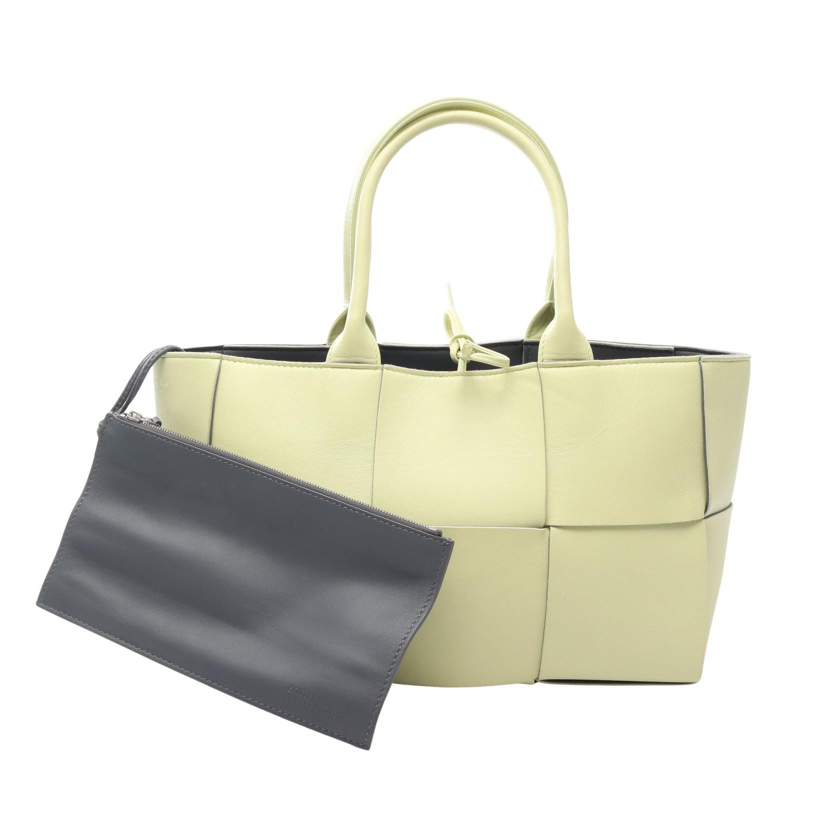 ボッテガヴェネタ BOTTEGA VENETA アルコ マキシイントレチャート トートバッグ バッグ レザー レディース イエロー系 【中古】