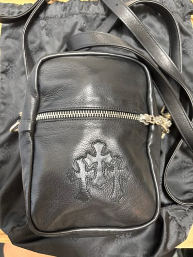 Chrome Hearts Cemetery Cross Patch Taka Mini Leather Shoulder Bag "Black"