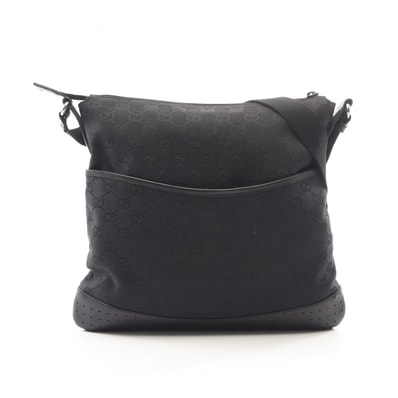 グッチ GUCCI GGキャンバス ショルダーバッグ バッグ キャンバス レザー レディース ブラック系 145857 【中古】