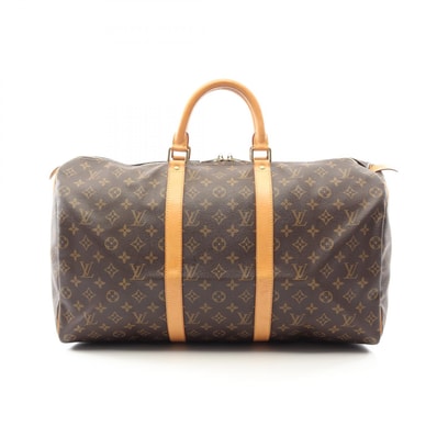 ルイ・ヴィトン LOUIS VUITTON キーポル50 ボストンバッグ バッグ PVCコーティングキャンバス レザー モノグラム メンズ レディース ブラウン系 M41426 【中古】