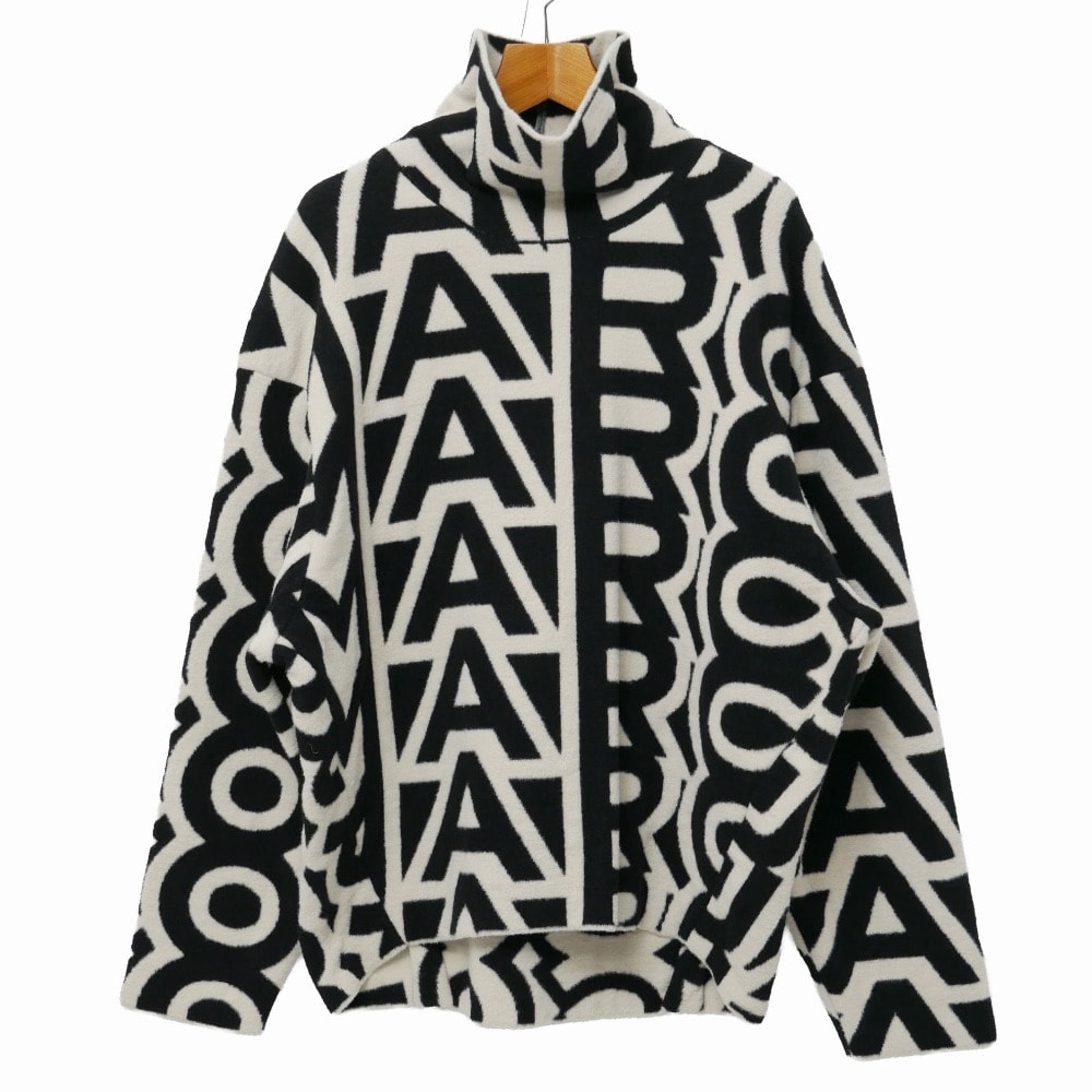 2023AW■MARC JACOBS マークジェイコブス FLOCK MONOGRAM セーター サイズM(165/88A) FUNNEL SWEATER タートルネック オーバーシルエット ブランド古着【中古】20260320/RA8593