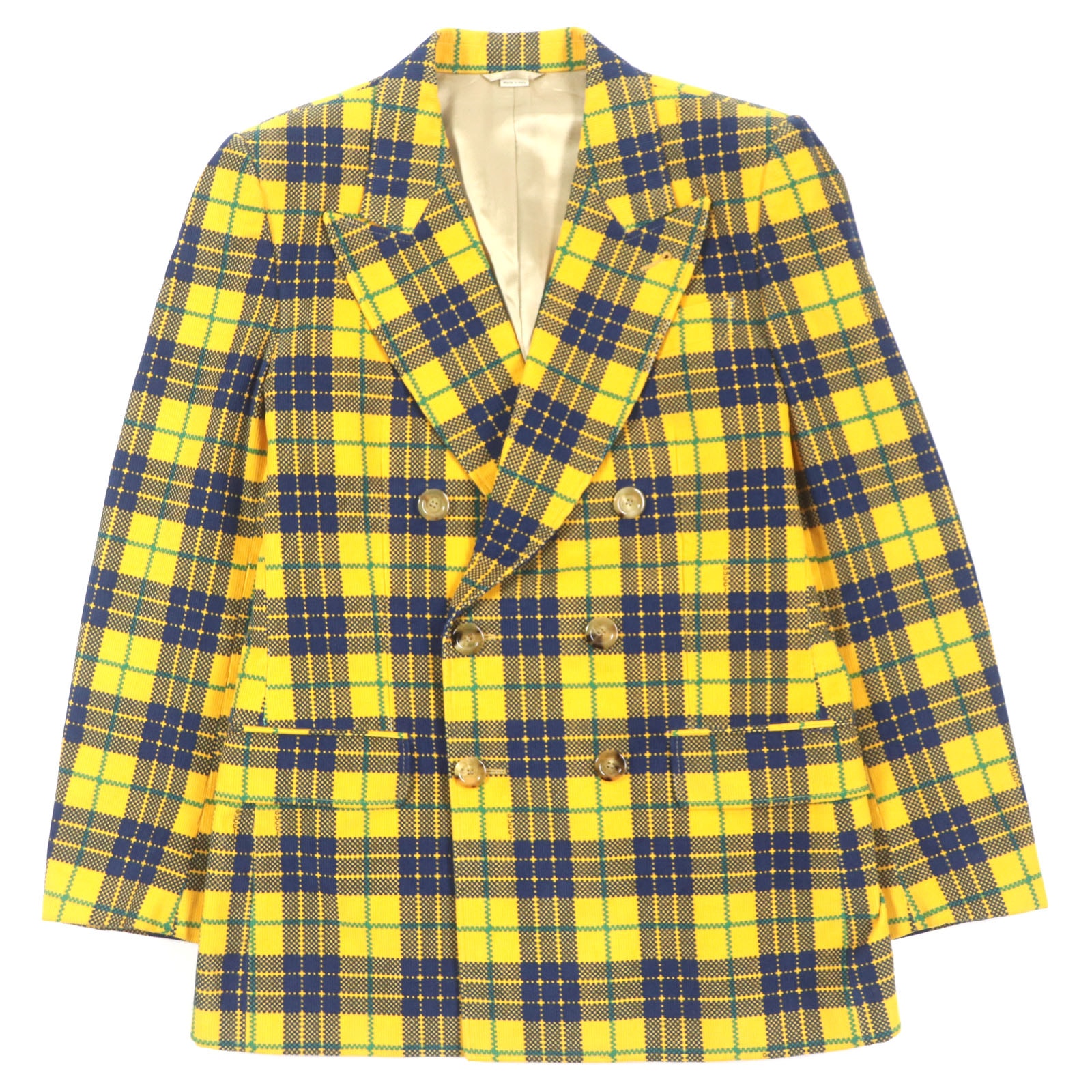 未使用品 グッチ
 テーラードジャケット Double-Breasted Checked Cotton-Corduroy Blazer イエロー メンズ 50 714971