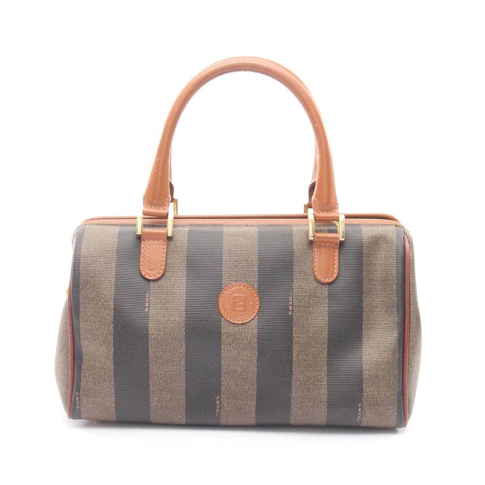 フェンディ FENDI ペカン ハンドバッグ バッグ PVCコーティングキャンバス レザー レディース ブラック系 / ブラウン系 【中古】
