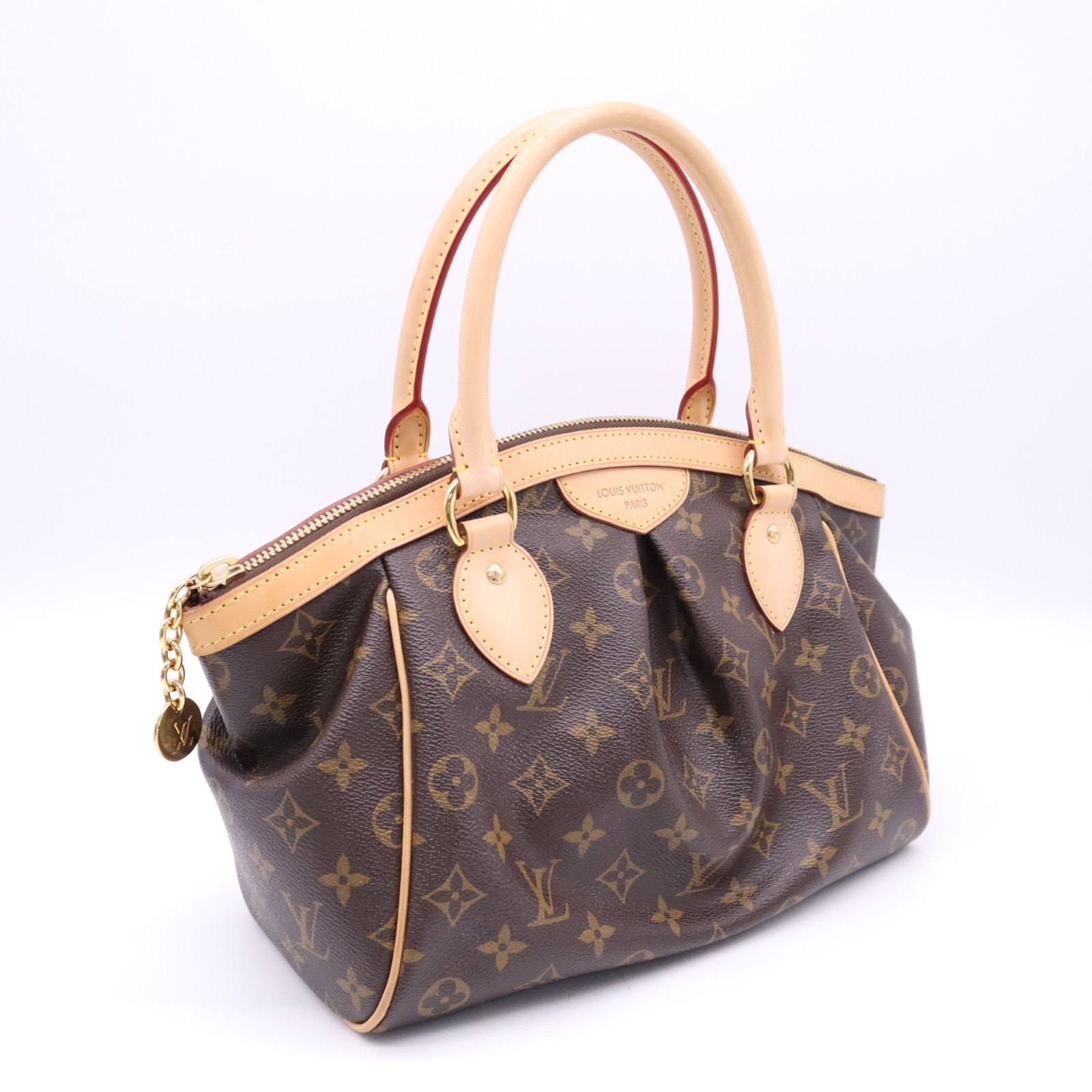 美品 LOUIS VUITTON ルイ・ヴィトン モノグラム ティヴォリPM M40143 ハンドバッグ ブラウン ベージュ コーティングキャンバス レザー レディース