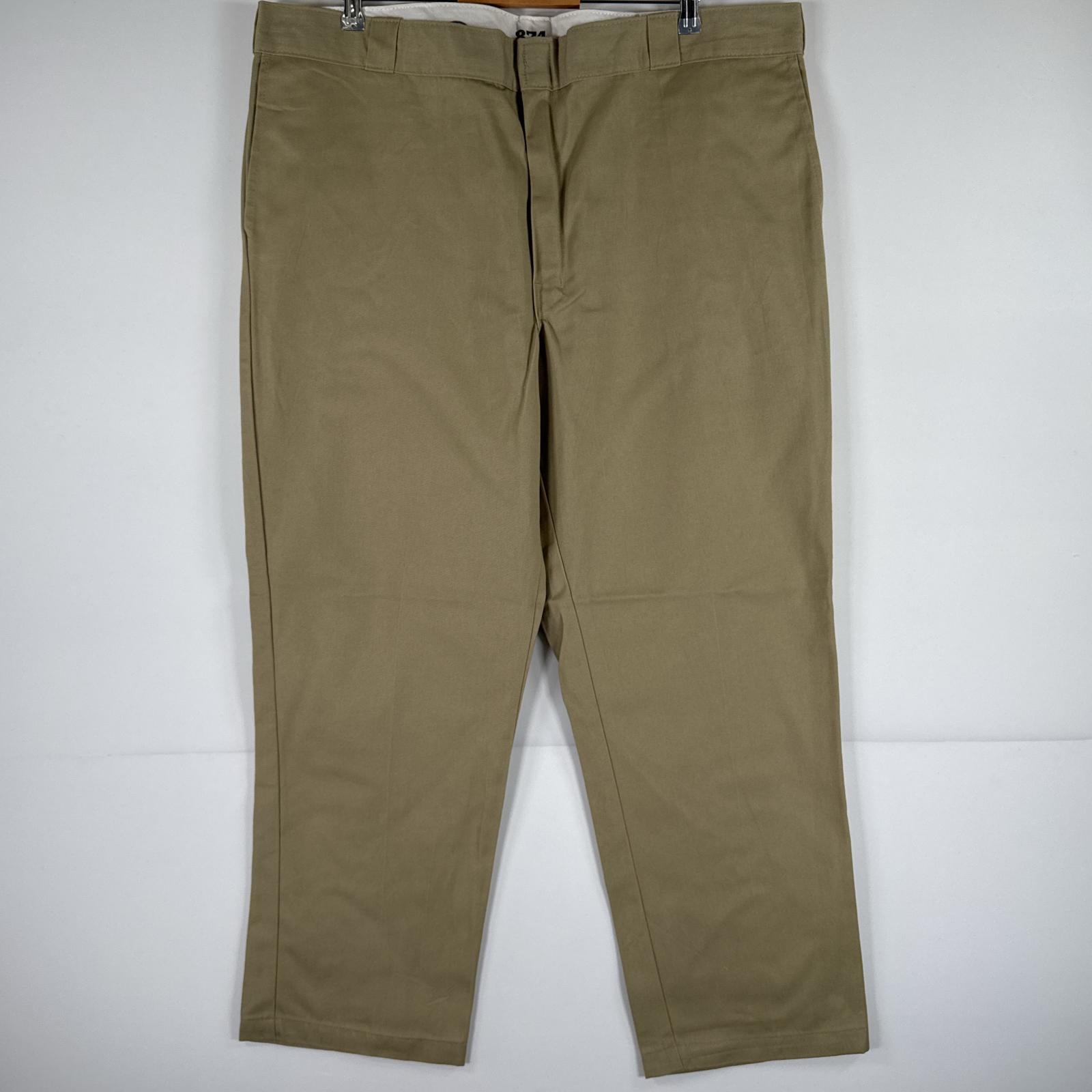 古着 ディッキーズ Dickies ワークパンツ ストレート 作業着 大きいサイズ 874 オリジナルフィット ワンポイント w44 L30 ベージュ メンズ