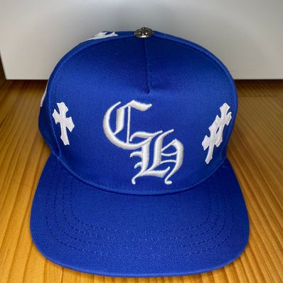 クロムハーツ CH HAT クロスパッチベースボールキャップ ブルー/ホワイト