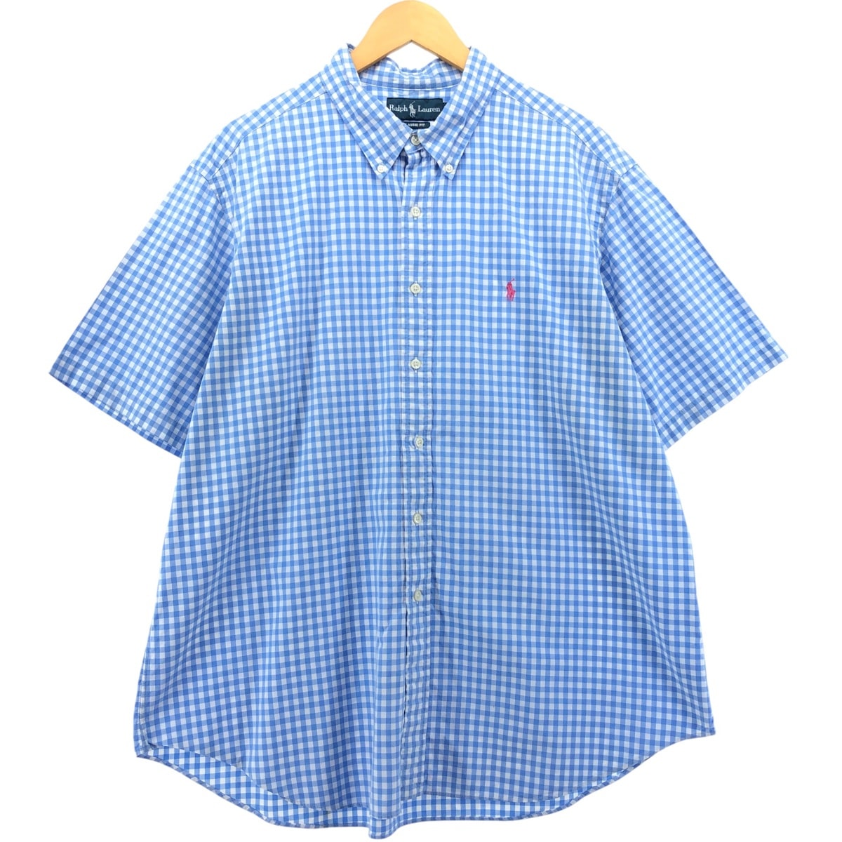 古着 ラルフローレン Ralph Lauren CLASSIC FIT ギンガムチェック 半袖 ボタンダウン チェックシャツ メンズXXL相当/eaa553903