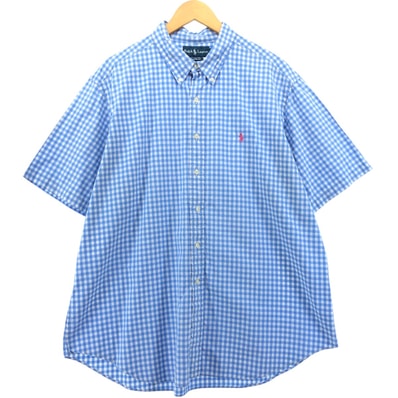 古着 ラルフローレン Ralph Lauren CLASSIC FIT ギンガムチェック 半袖 ボタンダウン チェックシャツ メンズXXL相当/eaa553903