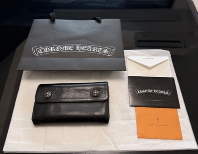 Chrome Hearts Wave Cross Ball Button Leather Wallet "Black/Silver"