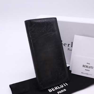 極美品 Berluti ベルルッティ エスパス スクリットレザー ロングウォレット ESPACE_NEO-JOUR-V2 長財布 ブラック カーフレザー メンズ