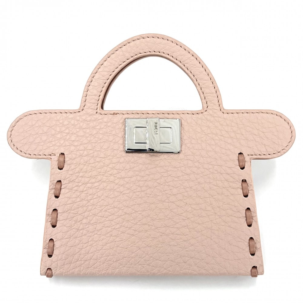 FENDI フェンディ カードケース ピーカブー セレリア パスケース 定期入れ 8M0511 レザー    ピンク シルバー金具 レディース 美品【中古品】