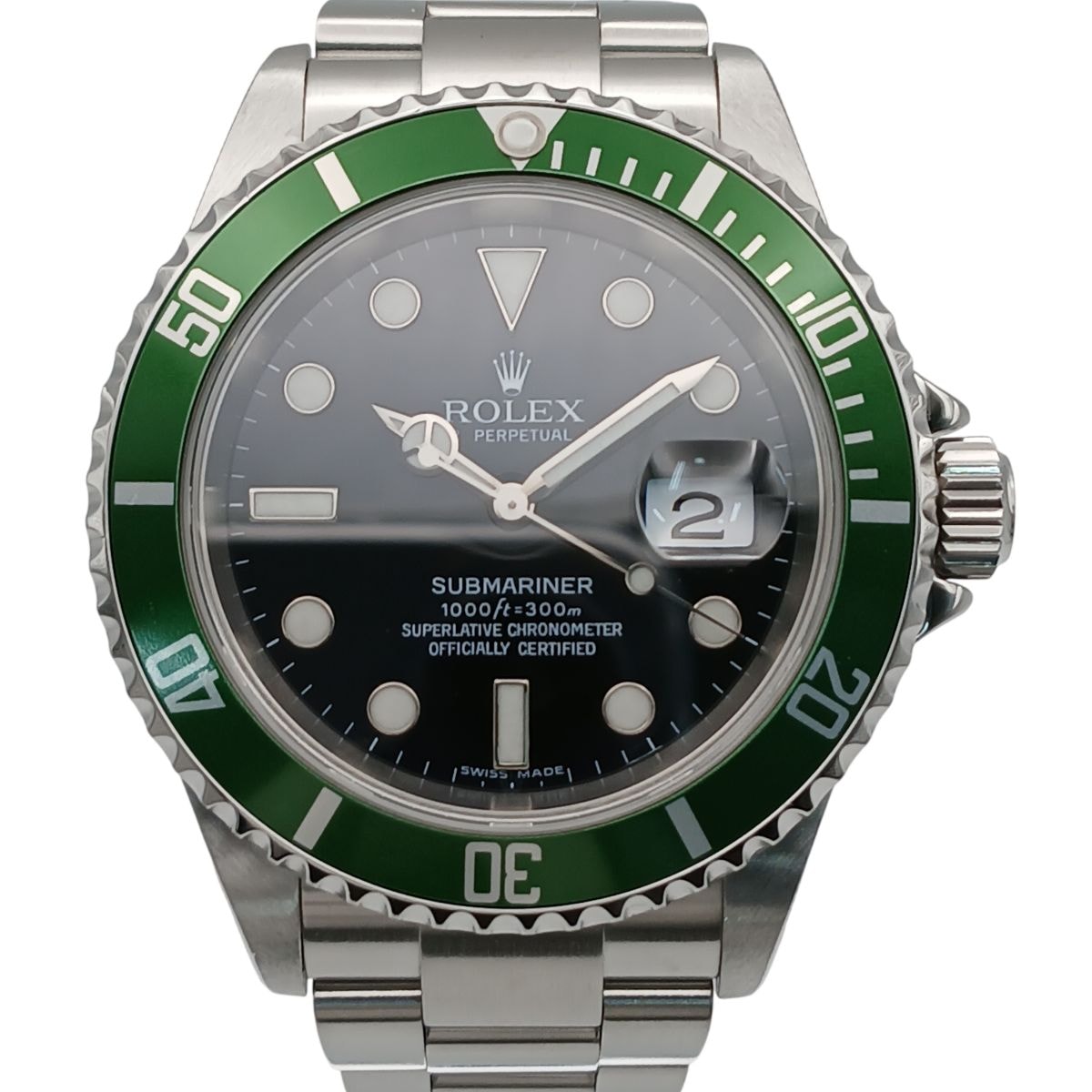 ROLEX ロレックス サブマリーナ デイト カーミット Kermit 40mm 腕時計 16610LV ステンレススチール グリーン メンズ【中古】