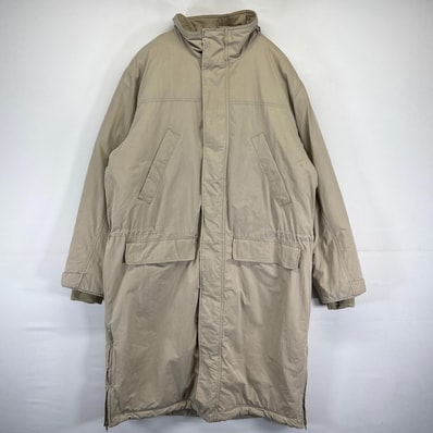 古着 エルエルビーン L.L.Bean ロングコート 中綿 裏地チェック アウター 無地 ポケット L ベージュ系 メンズ