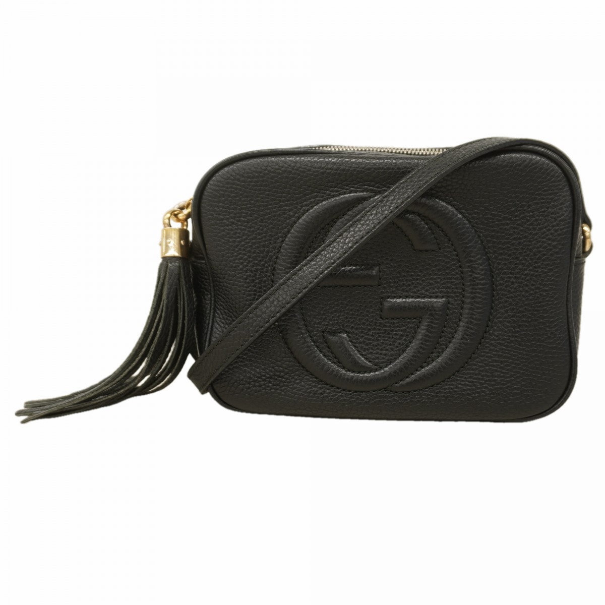 【6dc3706-k】グッチ ショルダーバッグ ソーホー 308364 レザー ブラック シャンパンゴールド金具【中古】レディース