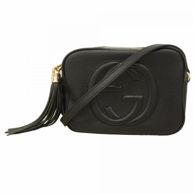 【6dc3706-k】グッチ ショルダーバッグ ソーホー 308364 レザー ブラック シャンパンゴールド金具【中古】レディース