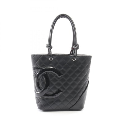 シャネル CHANEL カンボンライン ミディアム トートバッグ バッグ レザー パテントレザー レディース ブラック系 A25167 【中古】