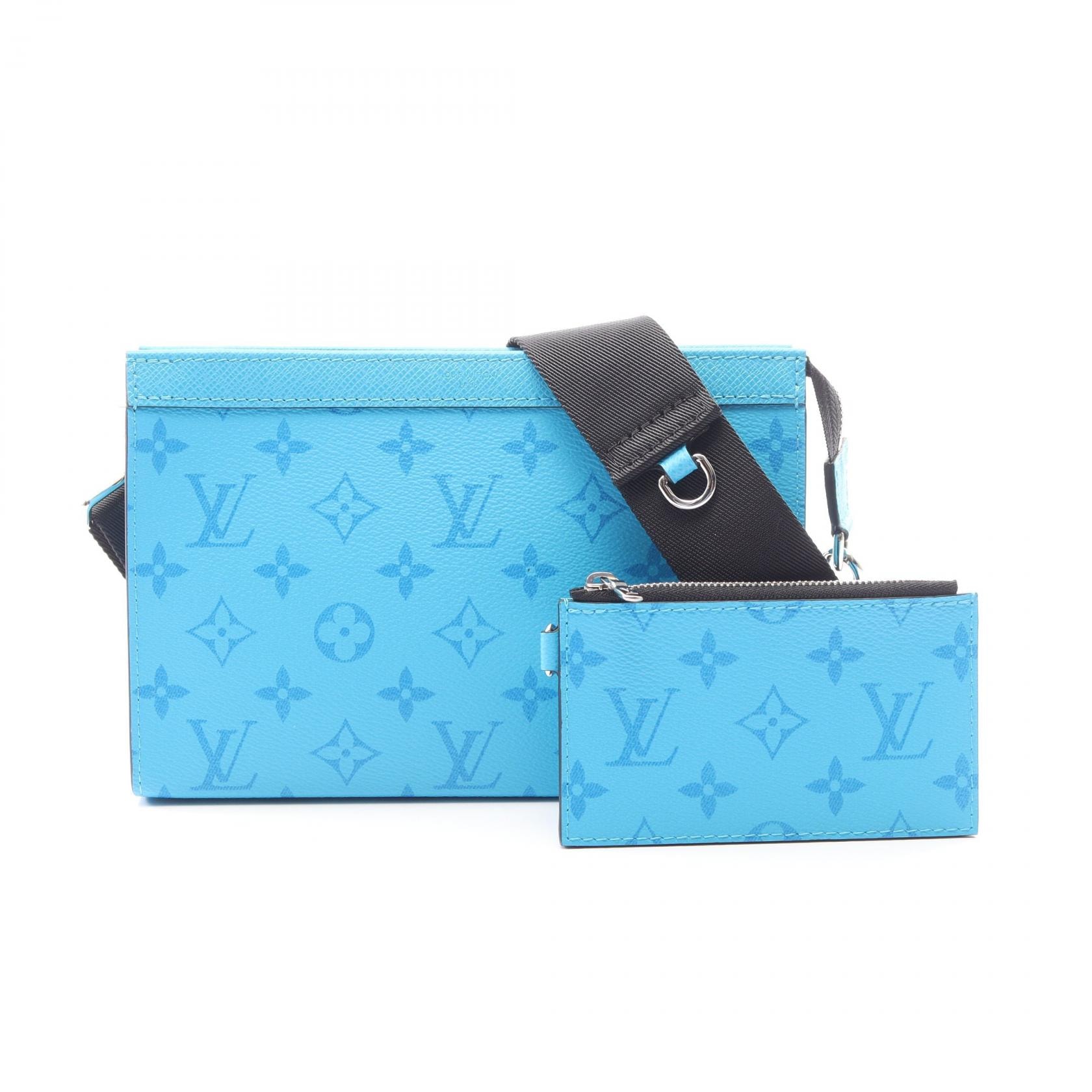 ルイ・ヴィトン LOUIS VUITTON ガストン ウェアラブル ウォレット タイガラマ トロピカルブルー ショルダーバッグ バッグ PVCコーティングキャンバス レザー タイガラマ メンズ ブルー系 トロピカルブルー
