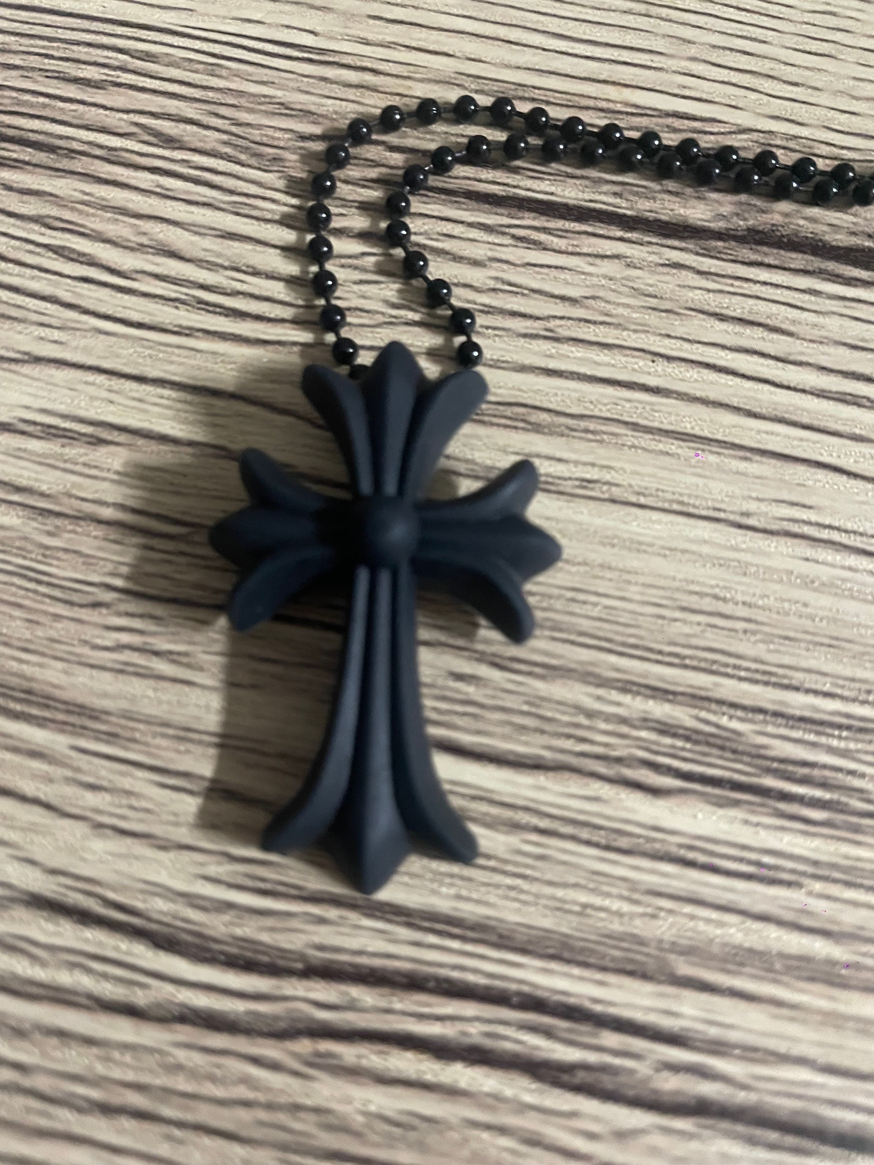 Chrome Hearts Rubber Small CH Cross Silicon Necklace "Black"