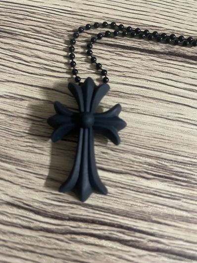 Chrome Hearts Rubber Small CH Cross Silicon Necklace "Black"
