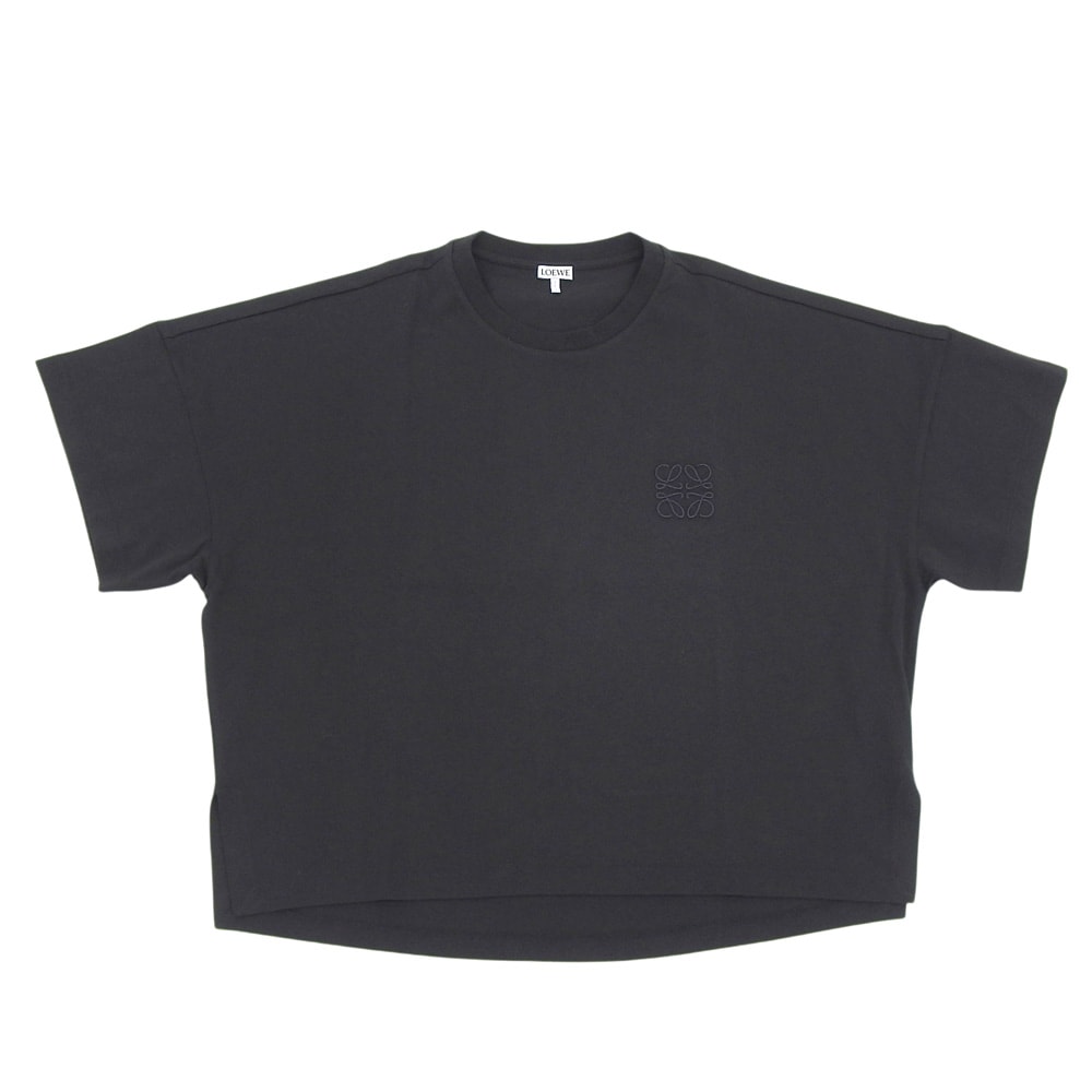 ロエベ 新品同様 アナグラム クロップド丈 コットンTシャツ トップス レディース ブラック XS S359341XA4 XS